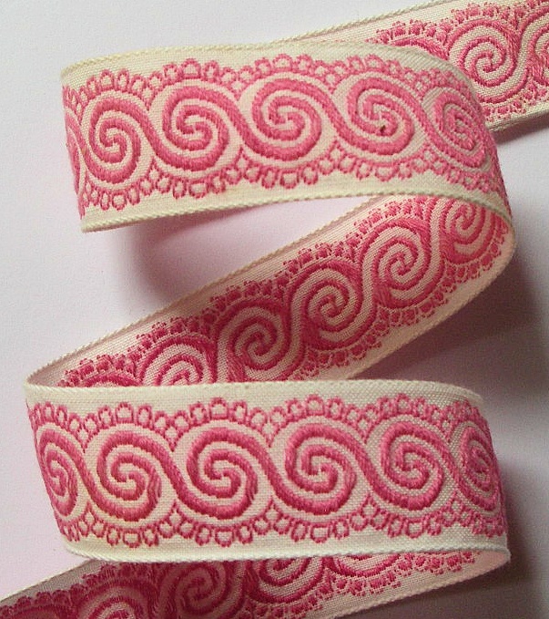 VINTAGE1567 - 1" NATURAL/PINK SWIRLS2 (5 YDS)l